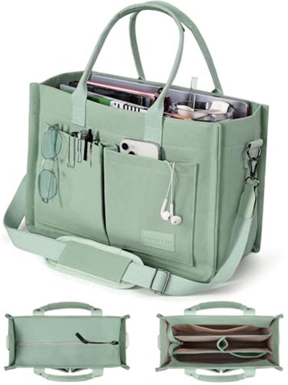 FIORETTO Canvas Tote Bag for Women with Zipper Closure & Individual